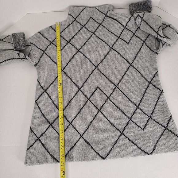 Christian Siriano XL Sweater Mock Neck Wool Blend Diamond Check Pattern Gray EUC - Picture 9 of 9